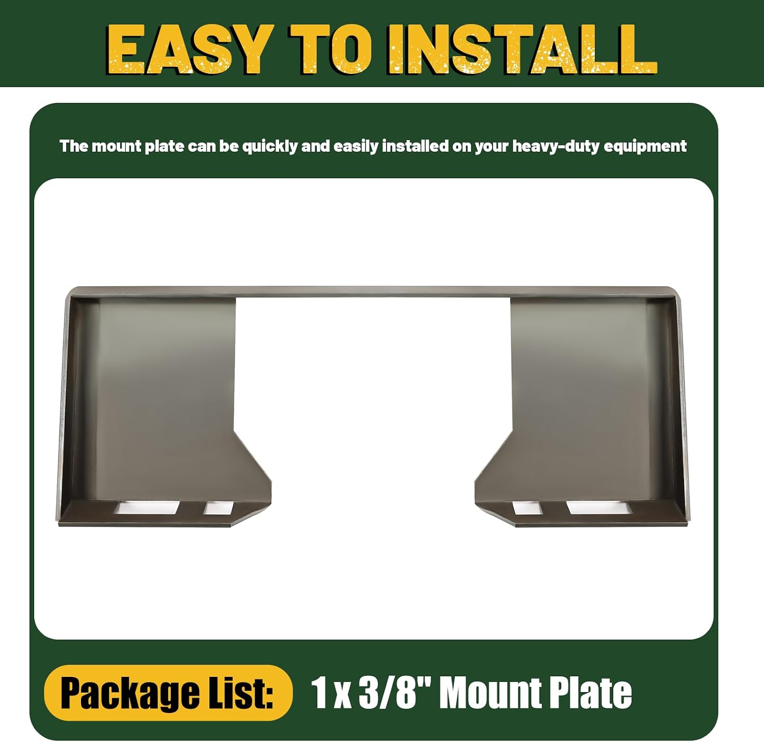 3/8" Thick Quick Tach Cut Out Mount Plate, Steel Skid Steer Quick Tach Attachment Adapter Plate Compatible with