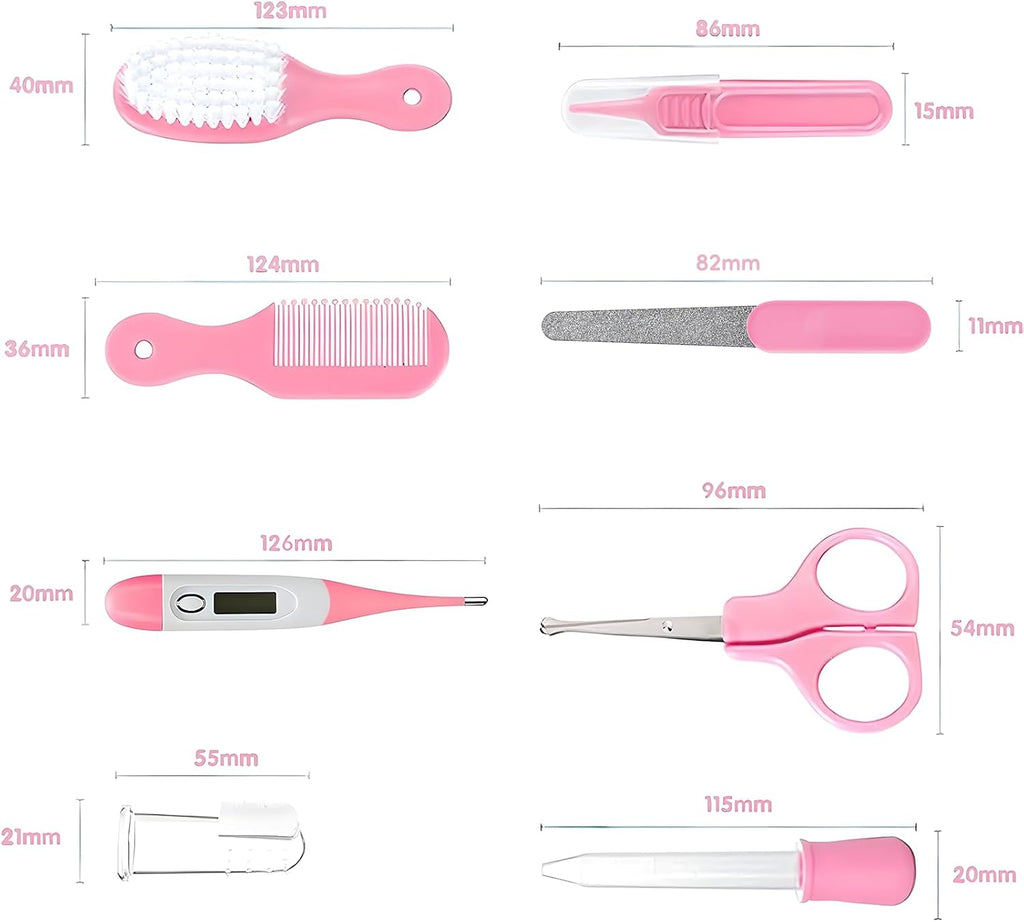 Baby Grooming Kit, Infant Safety Care Set with Hair Brush Comb Nail Clipper Nasal Aspirator,Baby Essentials Kit for