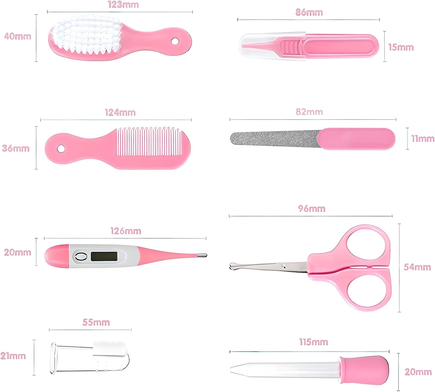 Baby Grooming Kit, Infant Safety Care Set with Hair Brush Comb Nail Clipper Nasal Aspirator,Baby Essentials Kit for