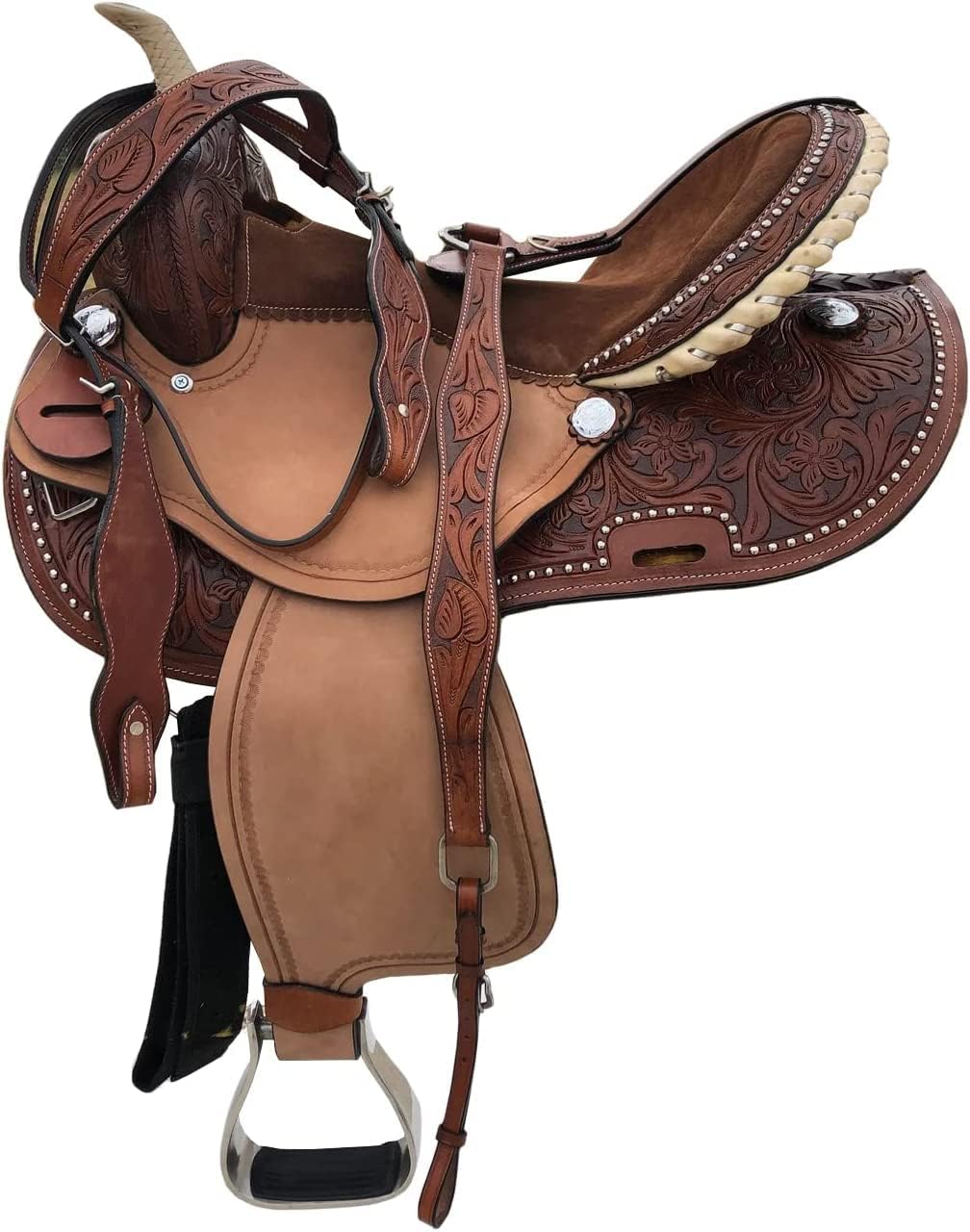 Adults Western Horse Barrel Saddle Leather 15 Inch with Free Tack Set