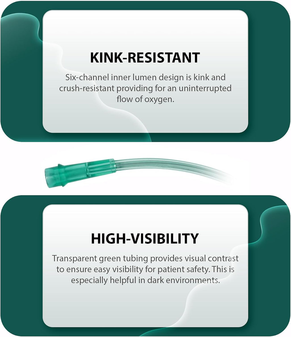 Oxygen Tubing 50FT Green Crush Resistant Non Kinking for Cannula Nasal Tubing and Oxygen Concentrator with Standard