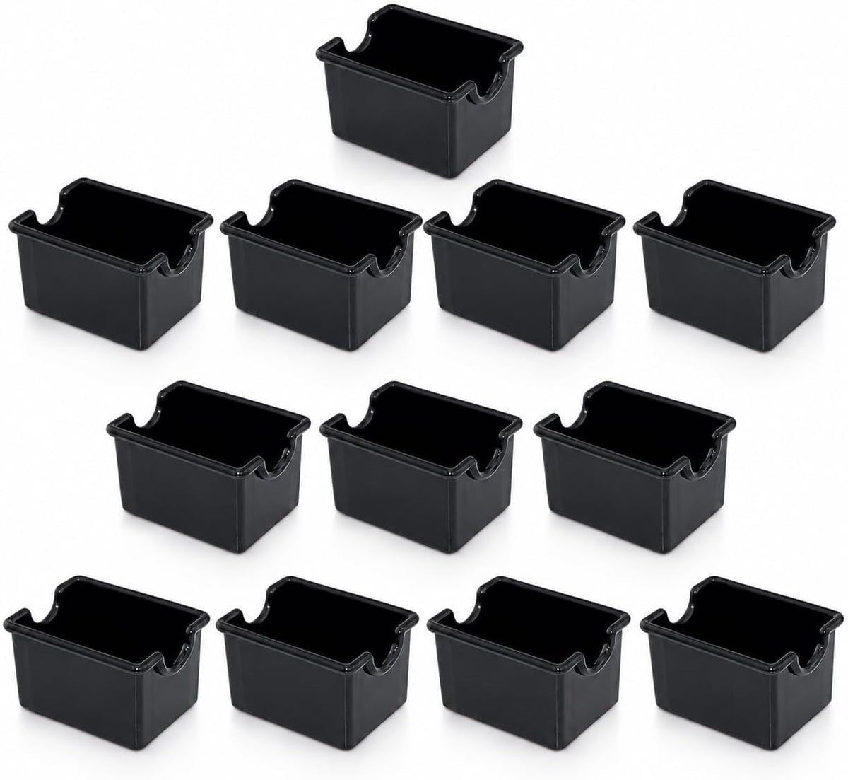 Plastic Sugar Packet Holder, Black, Restaurant Tabletop Sweetener Caddy, Set of 12