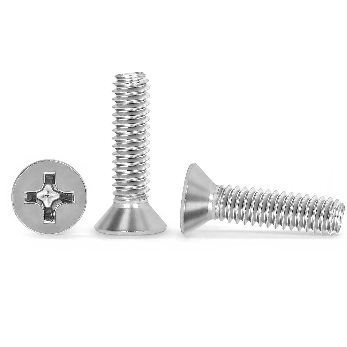 #6-32 x 1 Countersunk Flat Head Machine Screws, Full Thread, 304 Stainless Steel, 100 PCS