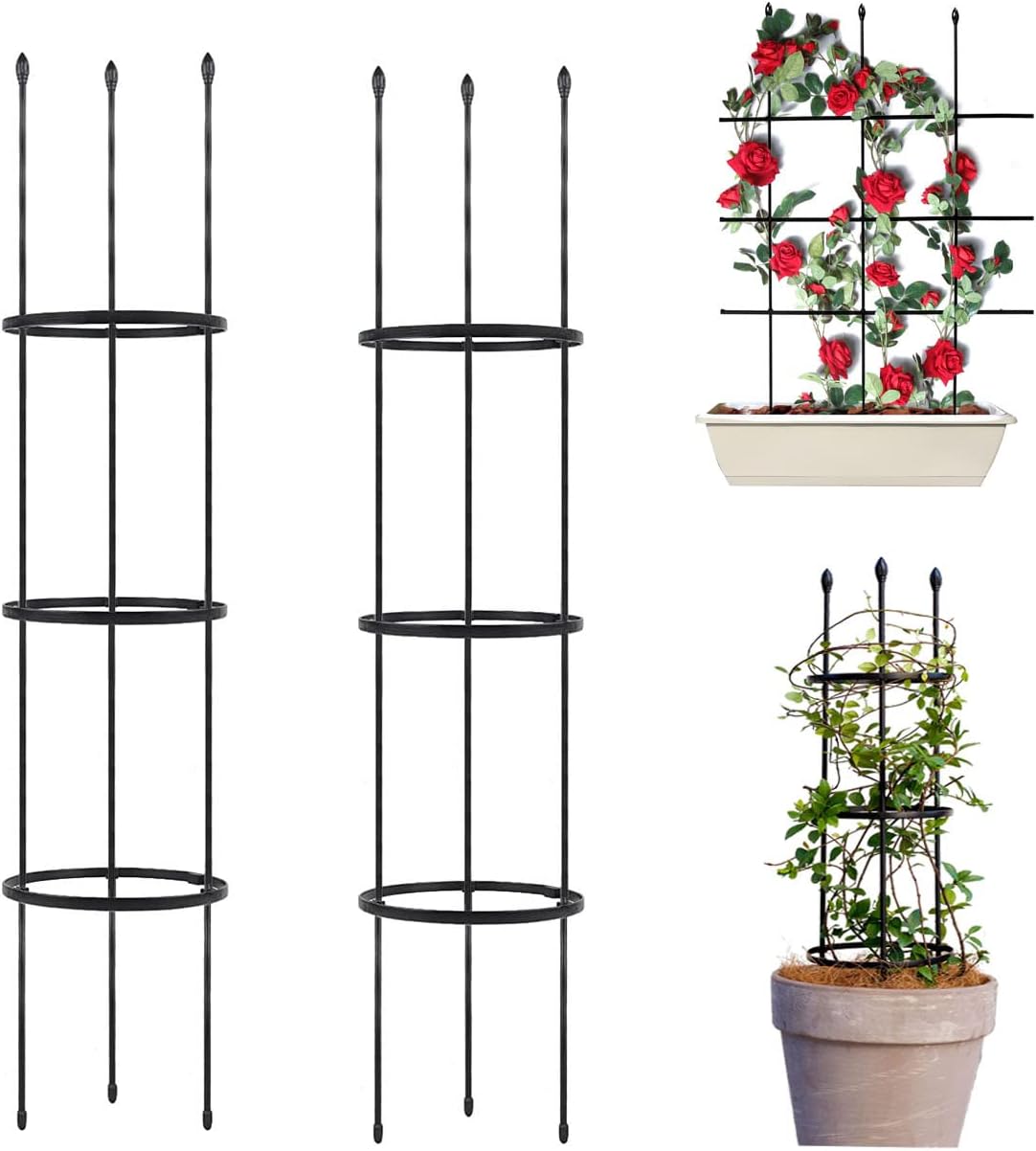 Garden Trellis,2 Pack Plant Trellis,2 in 1 Tomato Cages and Supports for Vines Crop,Plant Stake for Climbing Plants