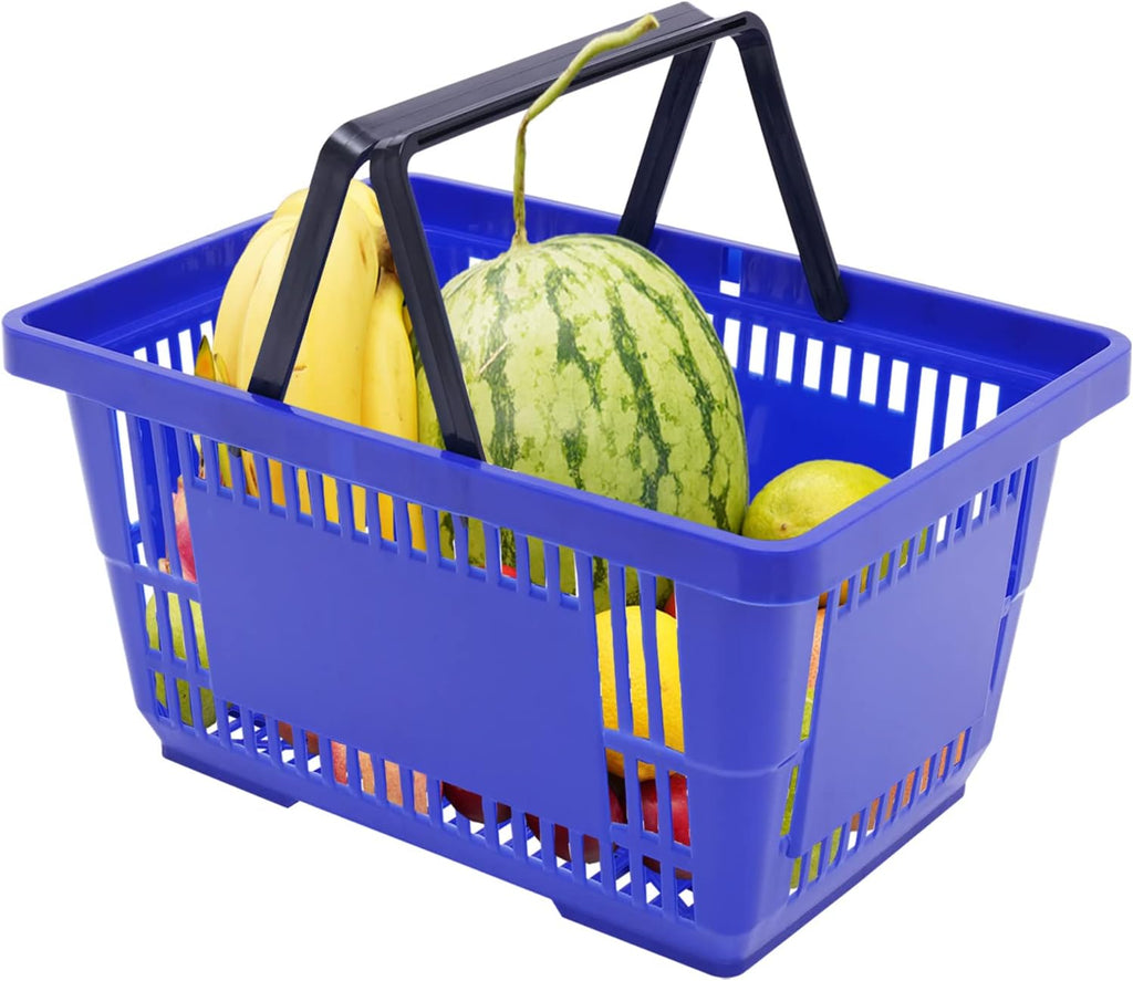 12x Shopping Baskets With Handles, Stackable Retail Store Supermarket Basket 18L Capacity Store Basket 22lbs