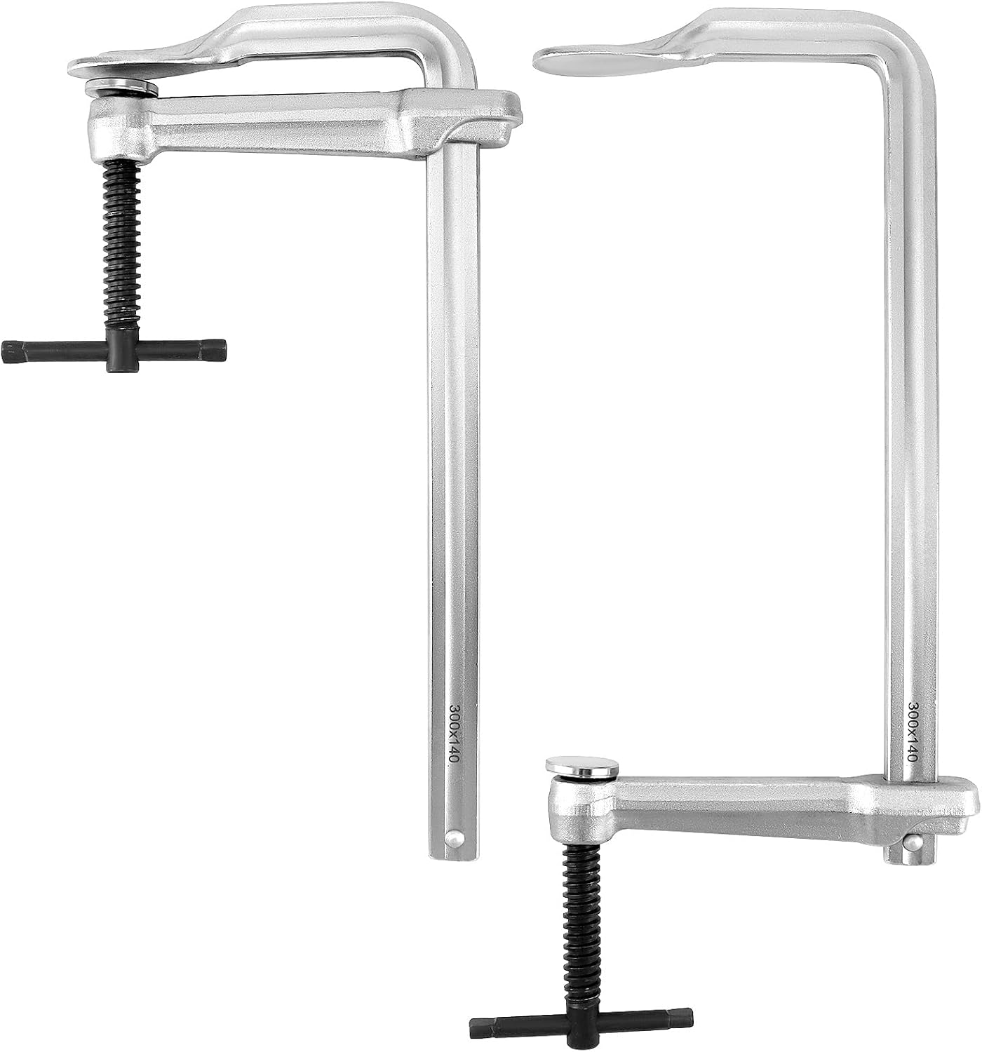12" Heavy Duty F Clamp, 2 Pack Drop-forged Bar Clamp, 5-1/2 Inch Throat Depth, Professional Forging Jaws, Rail