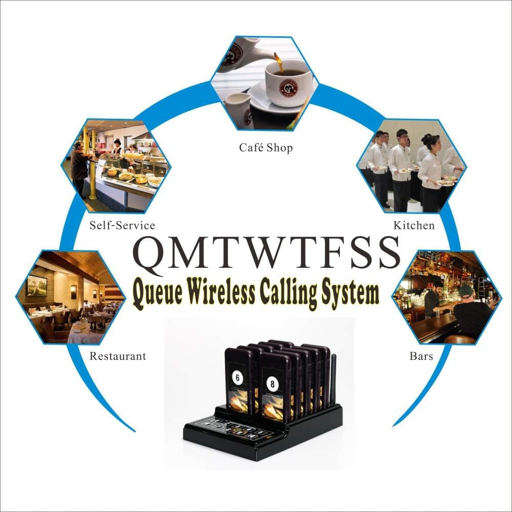 Wireless Queue Calling System 10 Pager Buzzers+1 Number Call