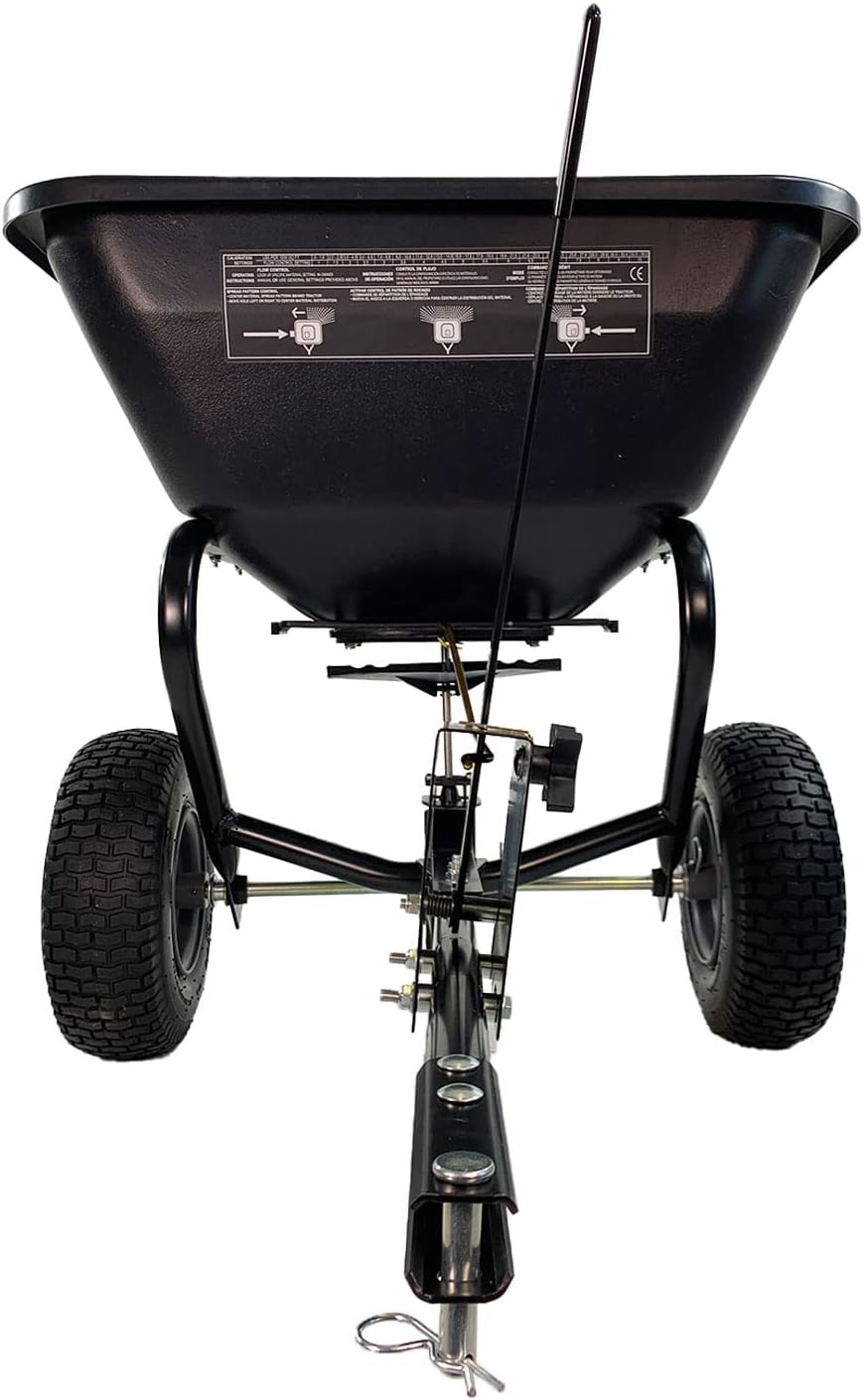 BS26BH-A Tow Behind Broadcast Spreader with Universal Hitch, 125 lb. - Flat Black