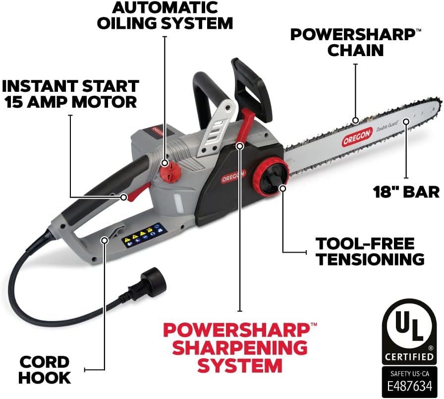 CS1500 Self-Sharpening Electric Chain Saw | Powerful, 15 Amp, Low Kickback, Self-Sharpening Integrated PowerSharp
