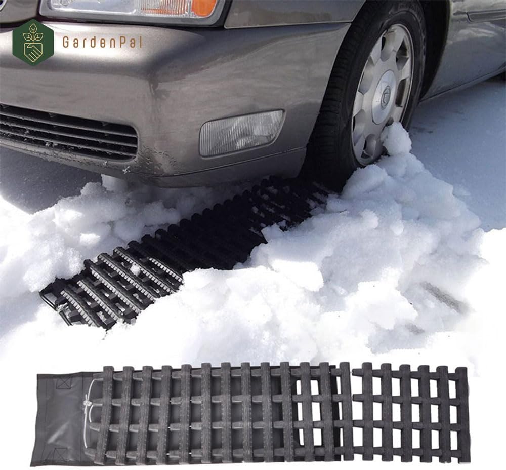80CM 2PCS Tire Traction Mat, Portable Emergency Devices for Snow, Heavy-Duty Rubberized Emergency Car Recovery Snow
