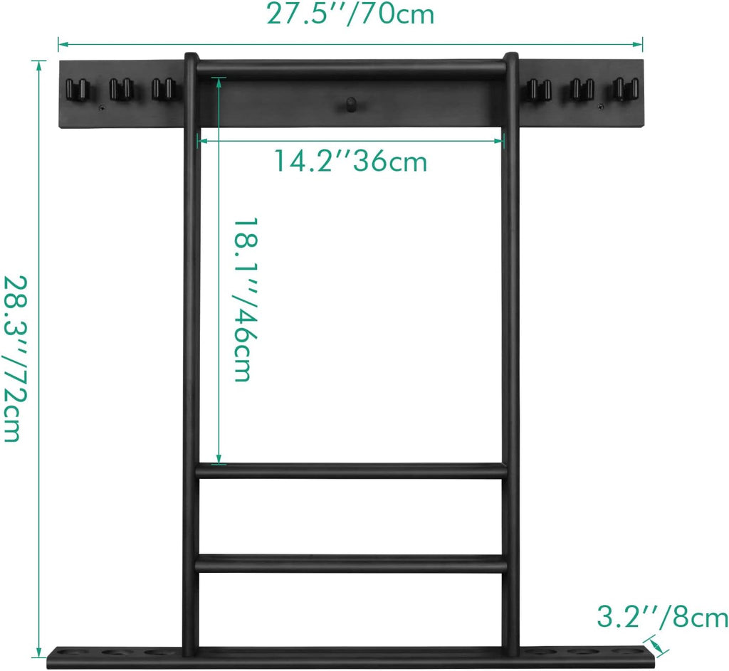 Pool Cue Rack Wall Mount For 6 Cues, Balls & Billiard Accessories Storage | 100% Solid Pine Wood Pool Stick Holder