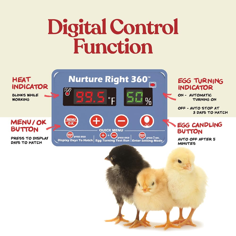 Nurture Right Egg Incubator with Auto Turner, Holds 22 Eggs