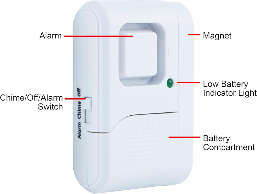 Personal Security Window and Door Alarm, 4 Pack, DIY Protection, Burglar Alert, Wireless Chime/Alarm, Easy