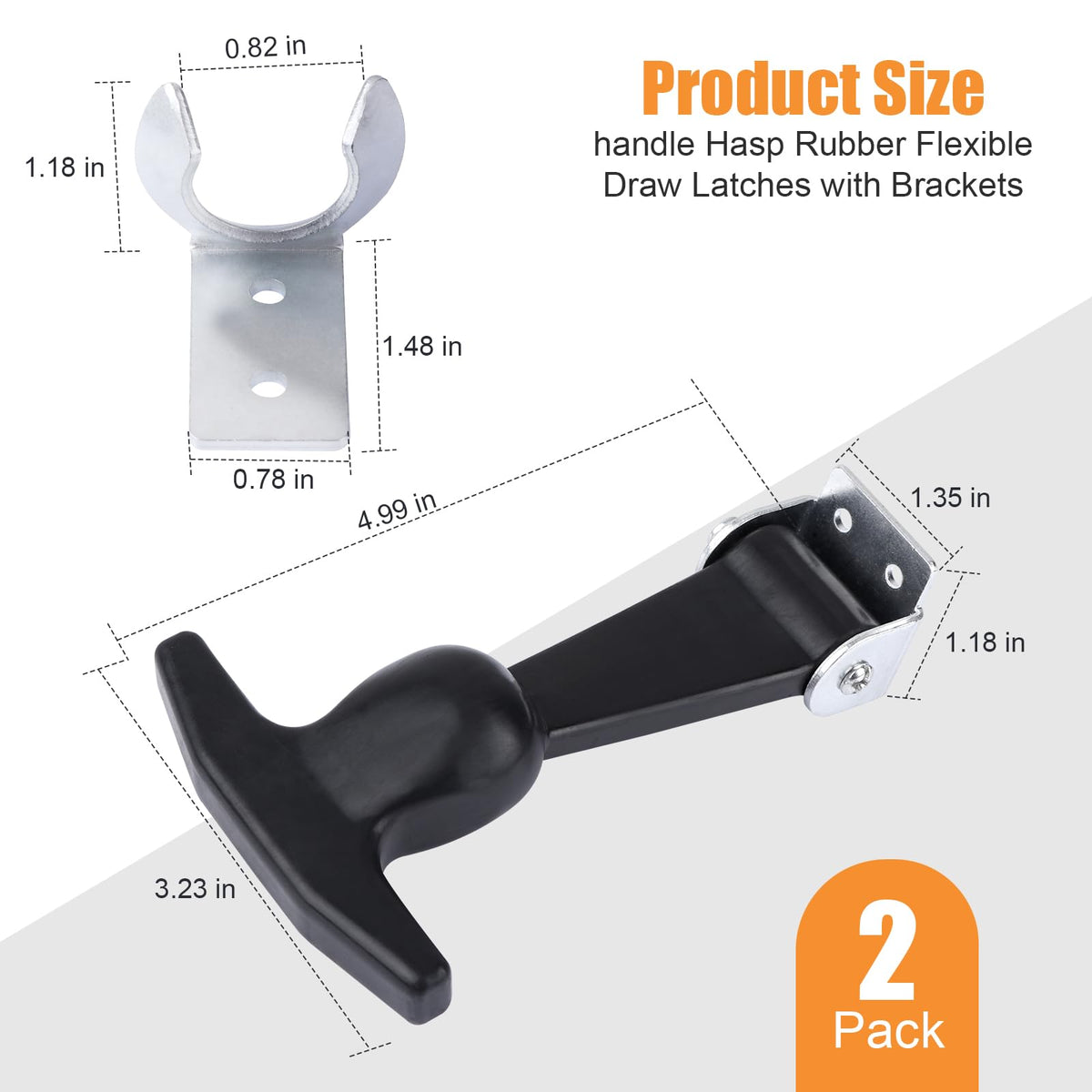 Rubber Bonnet Latch Flexible T-Handle Hasp with Brackets
