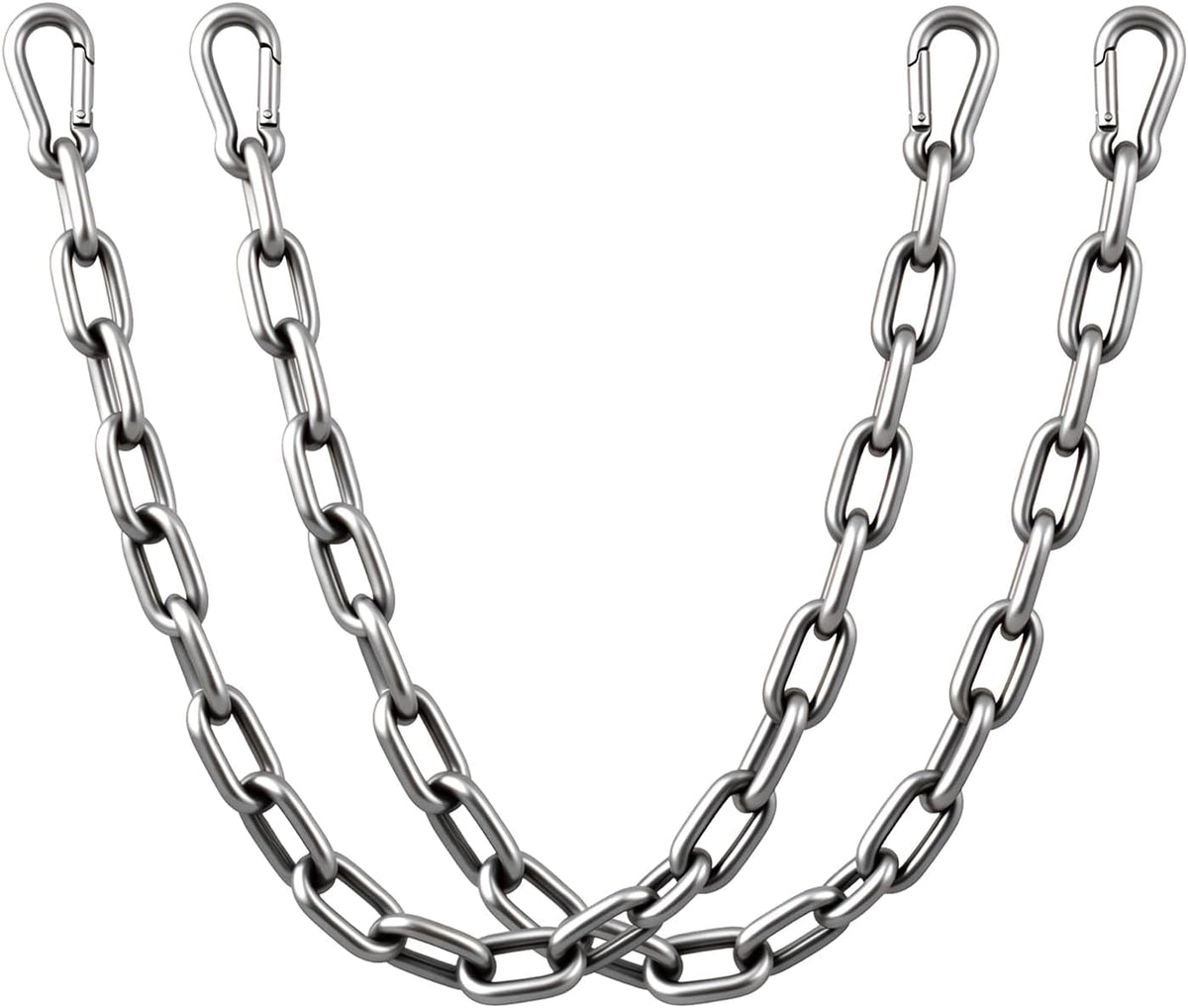 2 Pack Stainless Steel Gate Chain Lock, 5/32" x 28" Latch with Carabiners