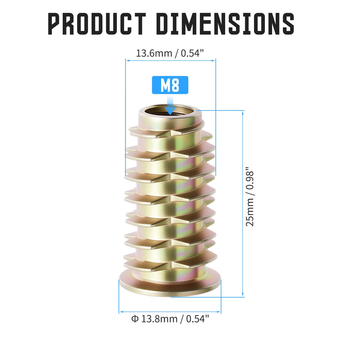 FOCMKEAS 20 Pcs M8 x 25mm Threaded Inserts, Round Washer, Hex Drive