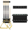 Pool Cue Rack Stick Holder, Billiards Pool Cue Rack Wall Mount Hardwood Pool Cue Set Holder for 6 Cues Sticks Storage