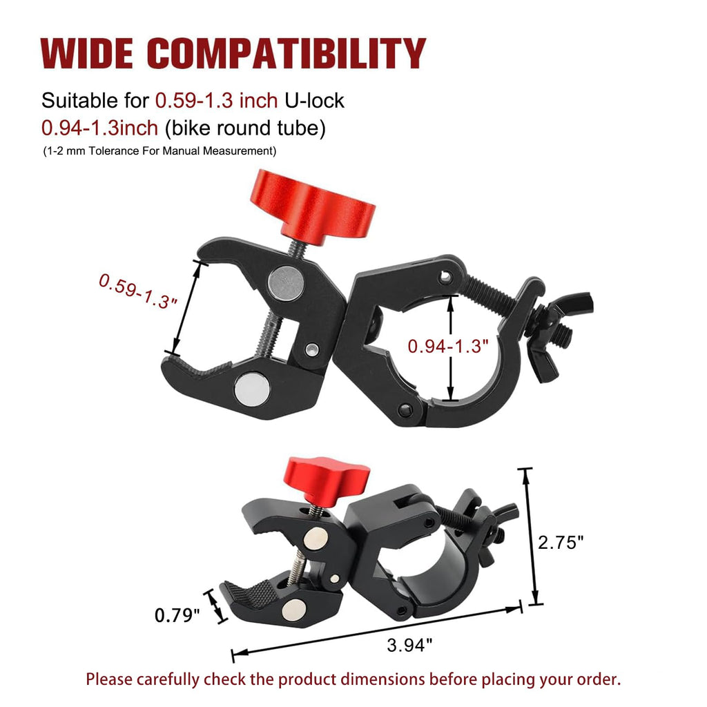 U-Lock Holder Clamp for Kryptonite, Metal Mount, Fits 0.94-1.3" Frames