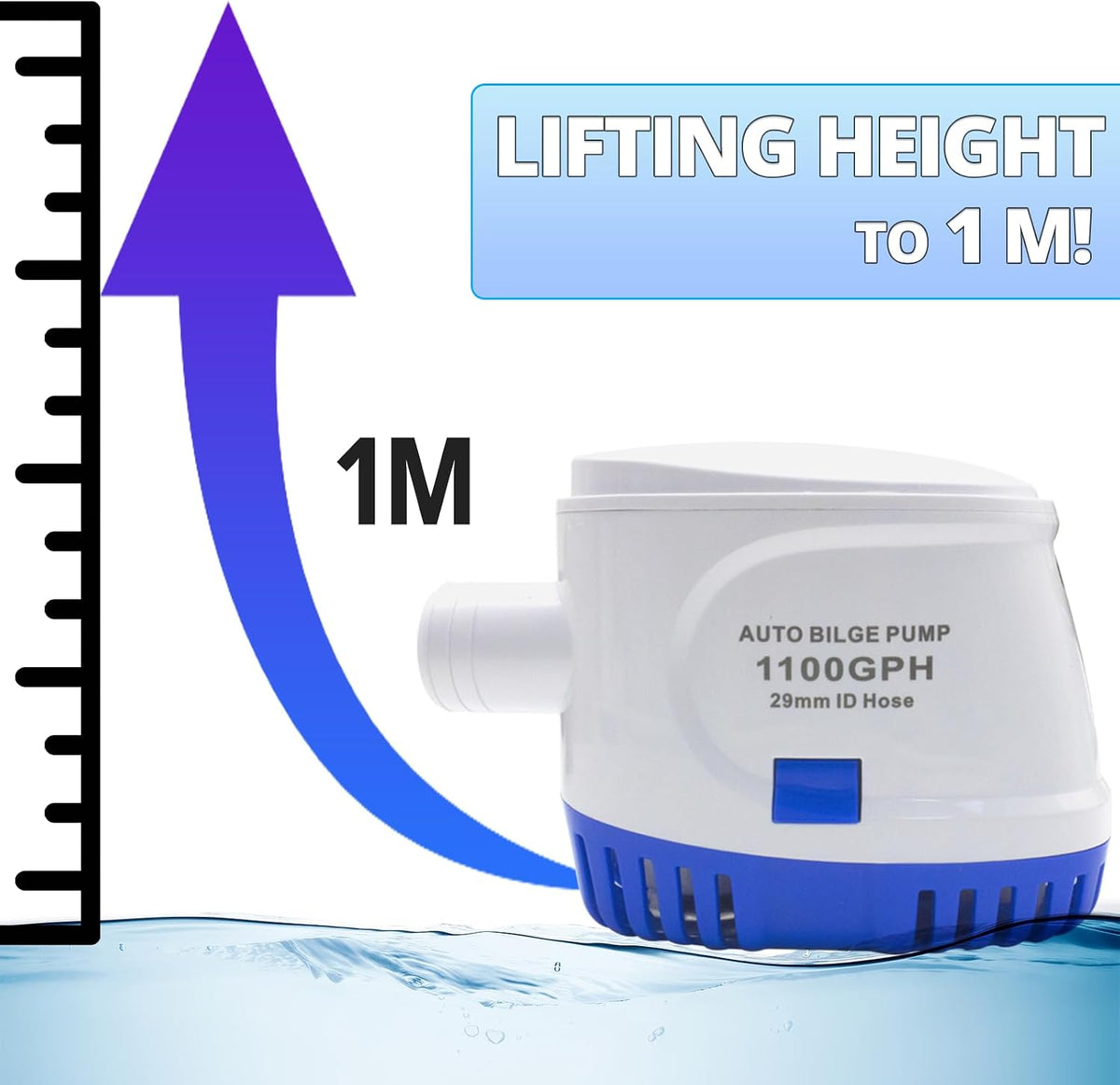 12V 1100GPH Bilge Pump with Float Switch