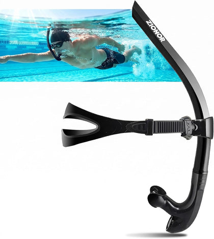 T1 Swim Snorkel for Lap Swimming Adult | Center Mount for Swimming Training, Comfortable Mouthpiece, One-Way Purge