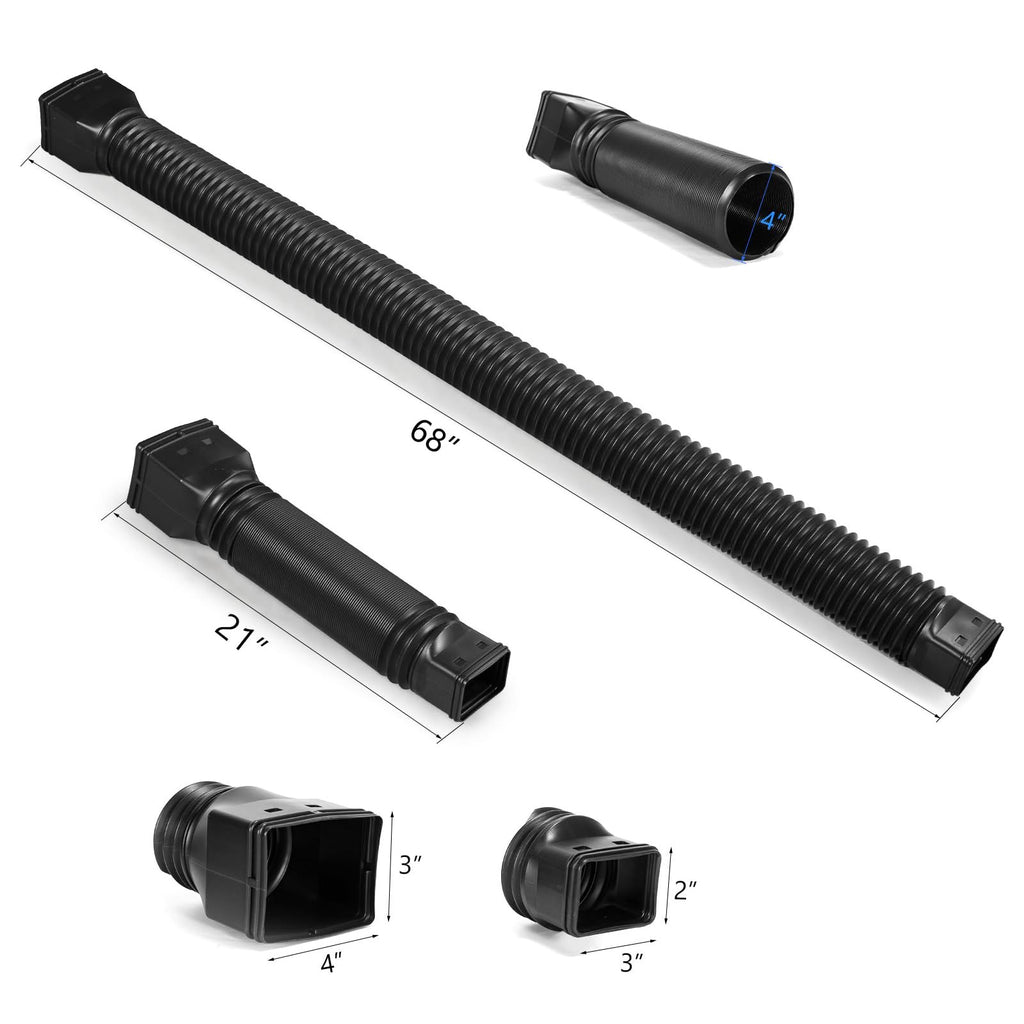 Black-2pack Rain Gutter Downspout Extensions Flexible, Drain Downspout Extender,Down Spout Drain Extender, Gutter
