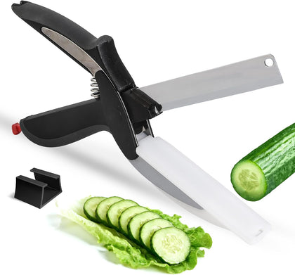 Professional 8-Inch Kitchen Shears with Built-in Cutting Board - Multi-Purpose Kitchen Scissors for Vegetables