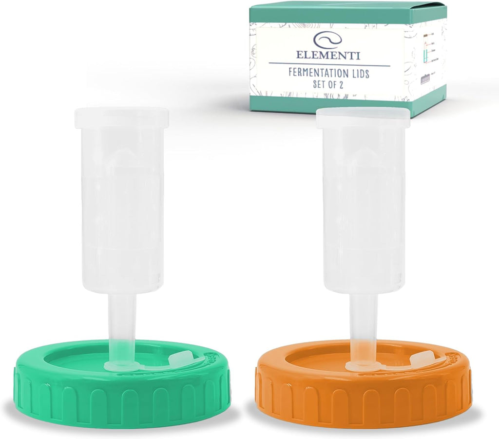 Fermentation Lids Set of 2 - Make Delicious Kimchi & Sauerkraut at Home, Starter Fermentation Kit for Wide Mouth