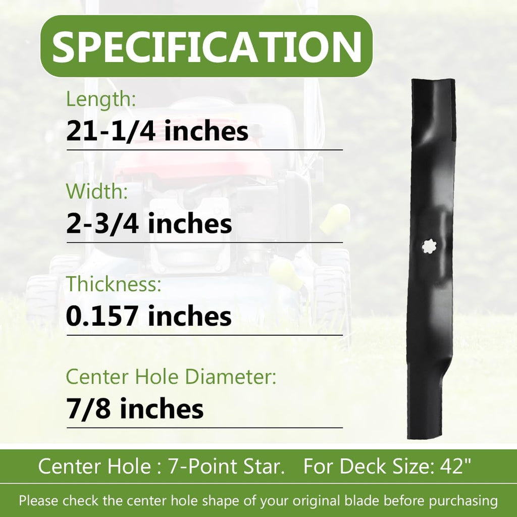 AM141034 Lawn Mower High Lift Blade for 42 Inch Deck John Deere D105 D110 LT160 LA135 Z225 - Heavy Duty Blade Replaces AM141034 AM141032 M154062 AM137327 M154061-2 Pack