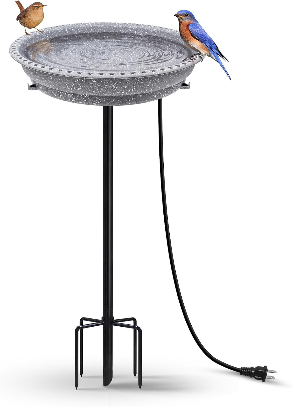 Heated Bird Bath, Stable 5-Prong Metal Base Thermostat Control Weather Resistance All Seasons Available 75W Heated