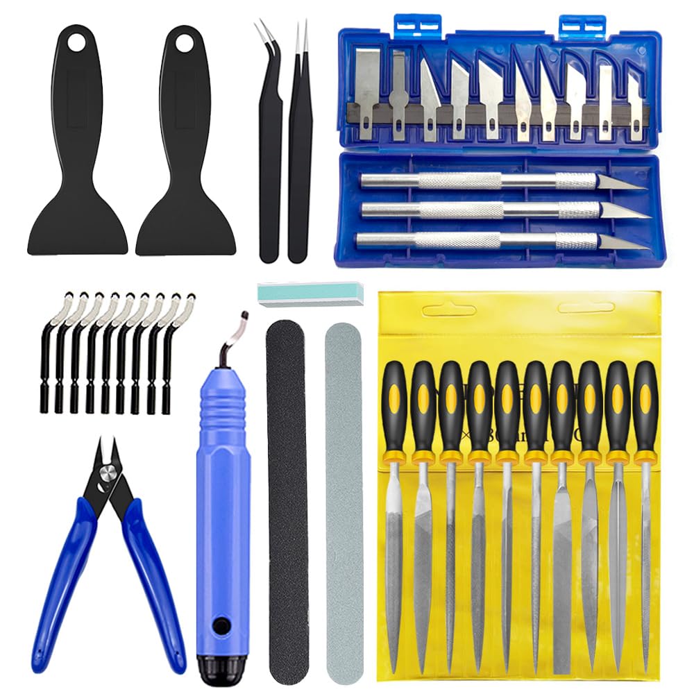 42-Piece 3D Printer Tool Kit with Deburring Tool and Diamond Files | Complete toolkit for print removal, cleanup