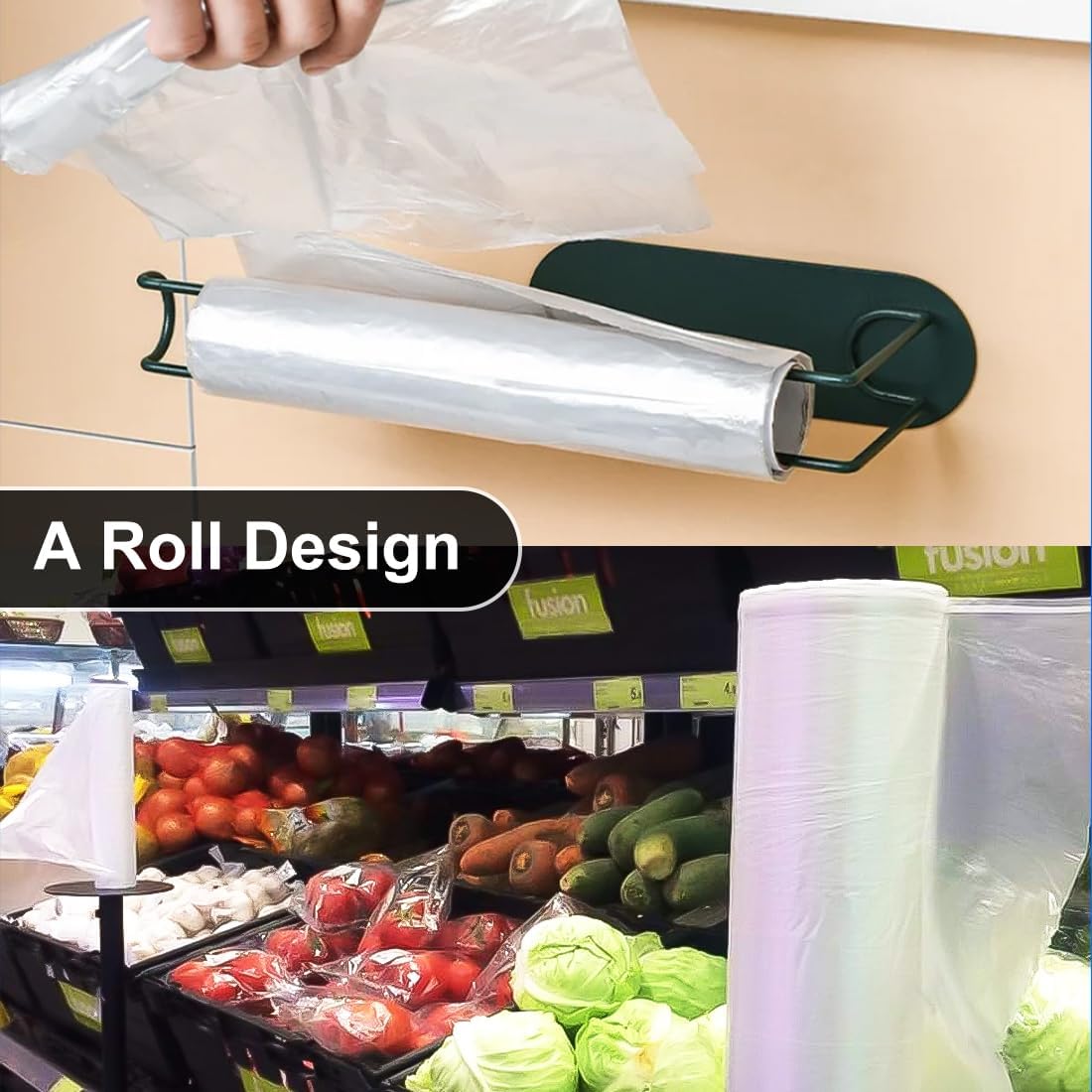 12" x 16" Plastic Produce Bags Roll, Fresh-Keeping Disposable Food Storage, Clear Plastic Bags for Food, Bread