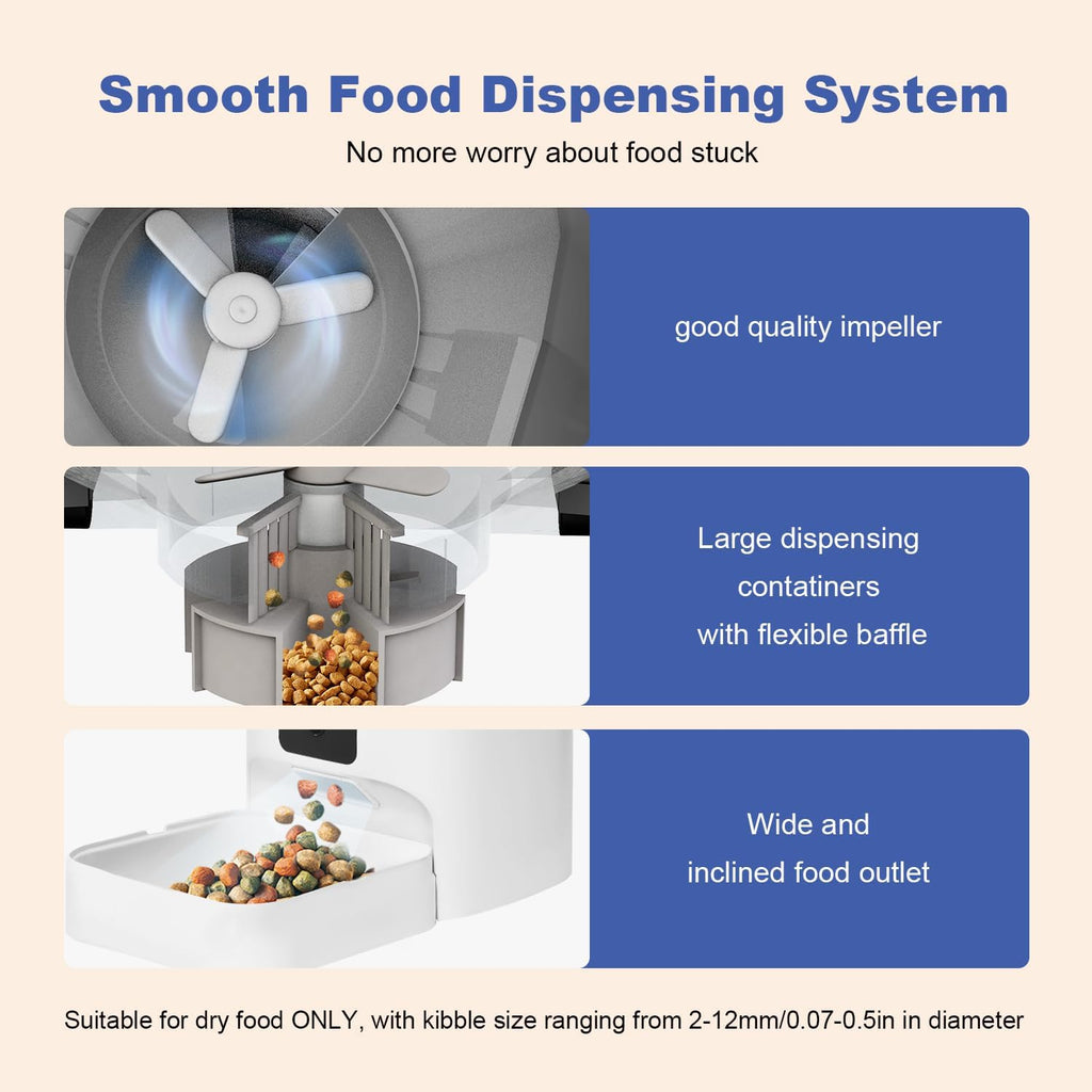 Automatic Cat Feeder, 4L Cat Food Dispenser with 10s Voice Recorder, Pet Feeder up to 8 Meals per Day, Timed Feeder
