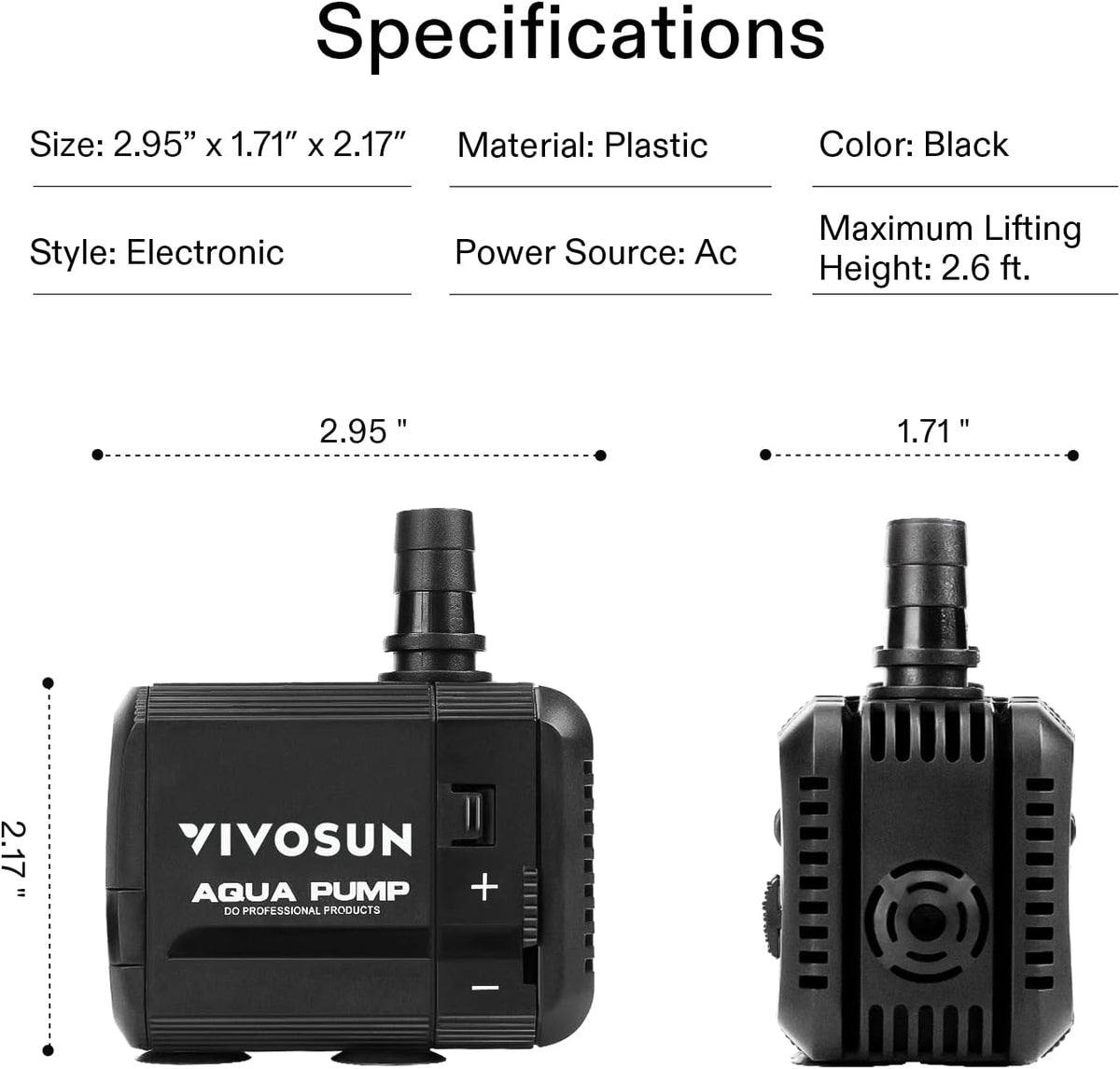 VIVOSUN 130GPH Submersible Fountain Water Pump for Pond, Aquarium, Statuary