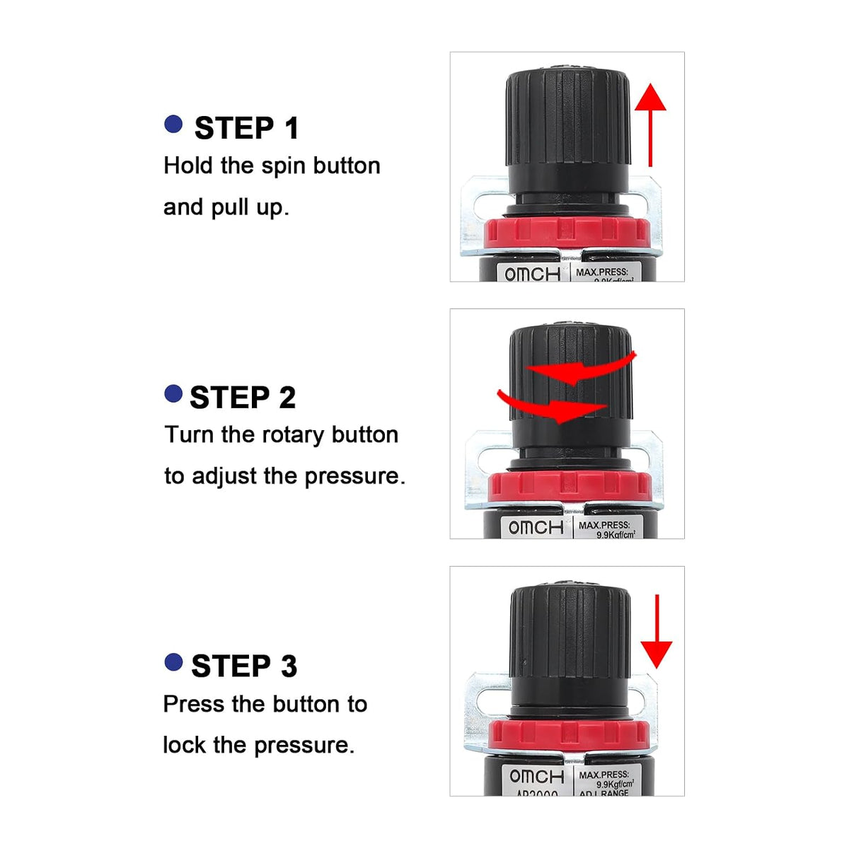 AR2000 Pneumatic Air Compressor Pressure Regulator with Bracket and Gauge Female Thread 1/4 NPT 0-145 PSI