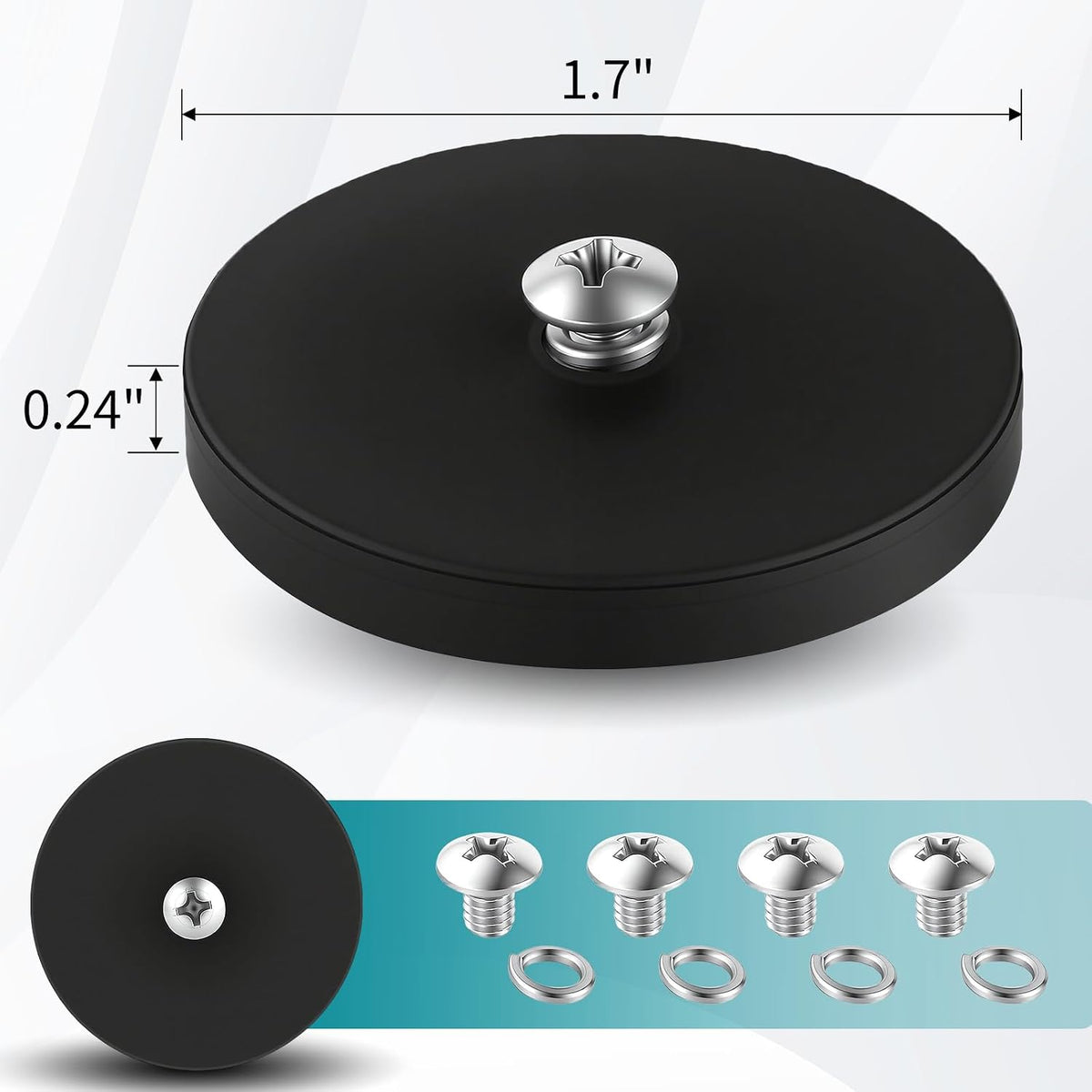 4PC Rubber Coated Mounting Magnets, Anti-Scratch, 30LBs Neodymium Magnet Base with M4 Threaded Studs, for Light Strip, Cameras, Tools and Machines, Outdoor