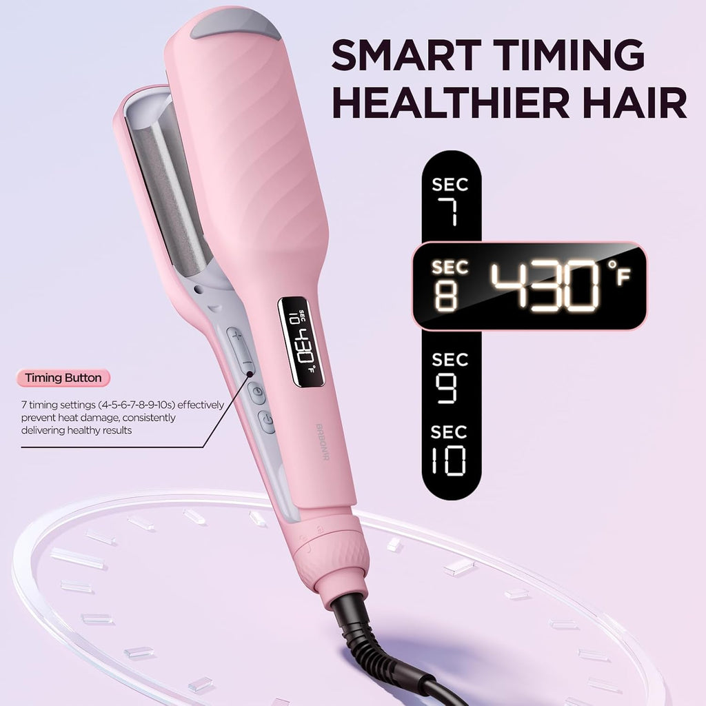 Hair Crimper with 3 Barrels, Curling Iron for Beach Waves | 100-240V~ Hair Waver 500M Negative Ions, Hair Curler for
