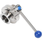 DEKADONS Stainless Steel 304 KF16 Flanged Vacuum Butterfly Valve, Manual Clamped Three-clamp Ball Valve with Pull Handle and Silicone (Blue, KF16)