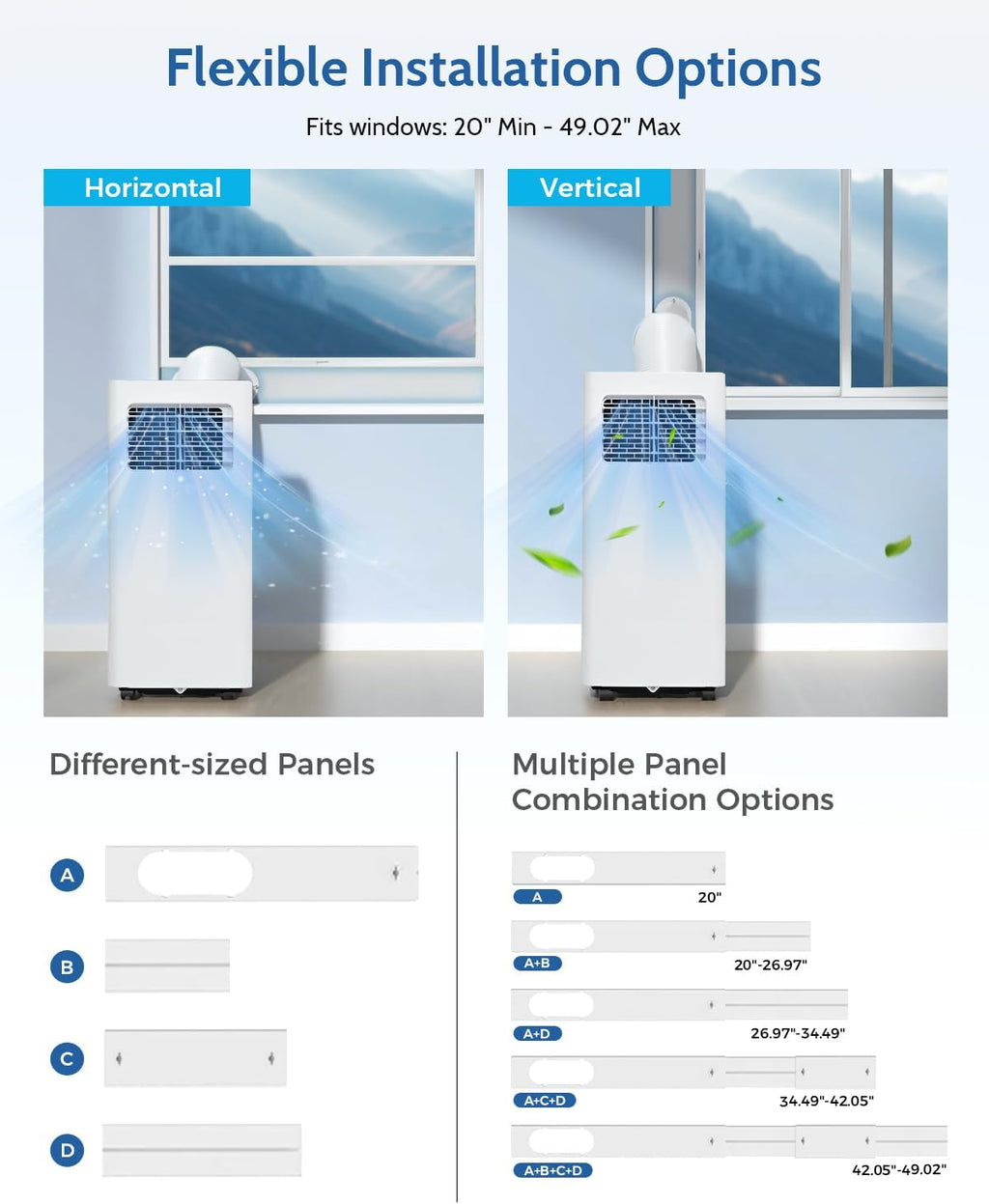8,000 BTU Portable Air Conditioners - Cools 350 Sq.Ft, 3-in-1 Portable AC with Remote Control/Sleep Mode/24H Timer