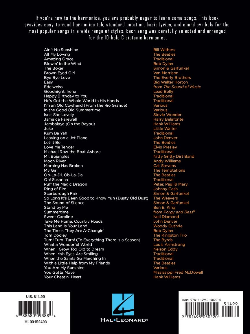 First 50 Songs You Should Play on Harmonica | Easy Songbook for Beginners to Learn over 50 Folk,Pop and Classic Rock