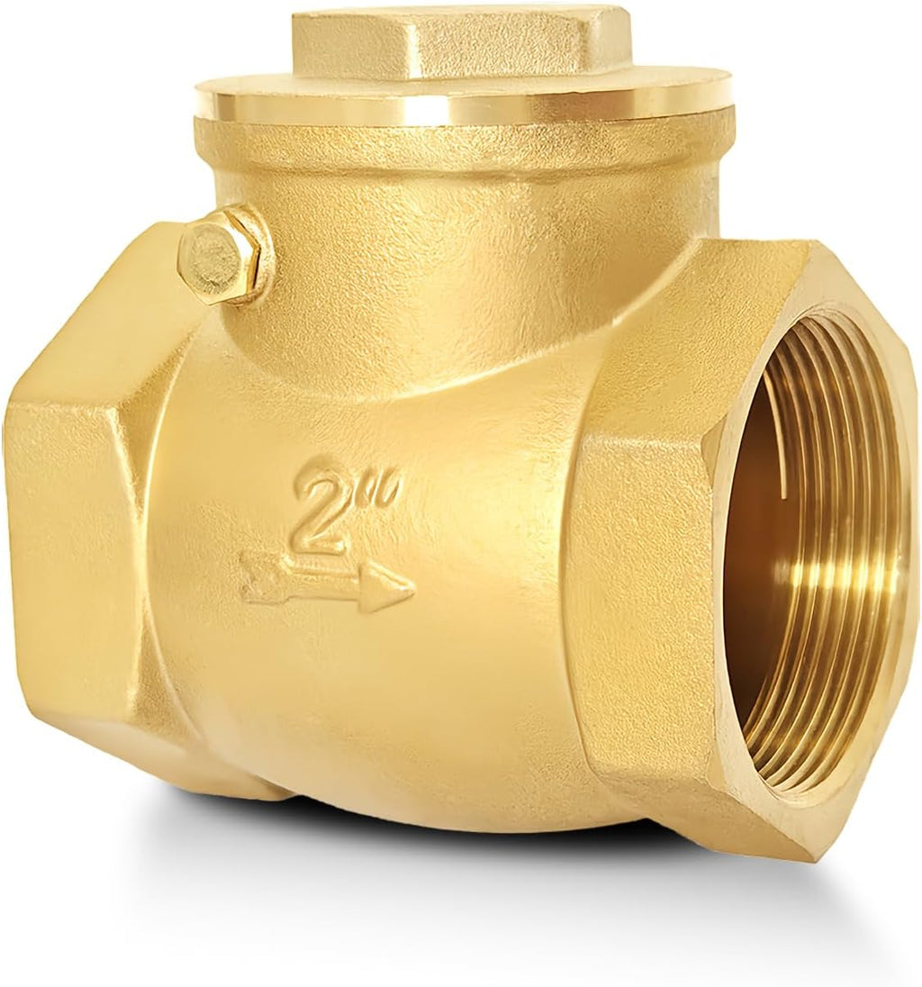 2" NPT Horizontal Swing Check Valve, Brass, Heavy-Duty Female Thread, DN50