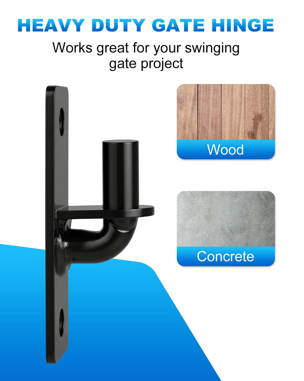 Gate Hinges Wall Mount with 5/8" Pin, 2 Pack Farm & Chain Link Gate Hinges