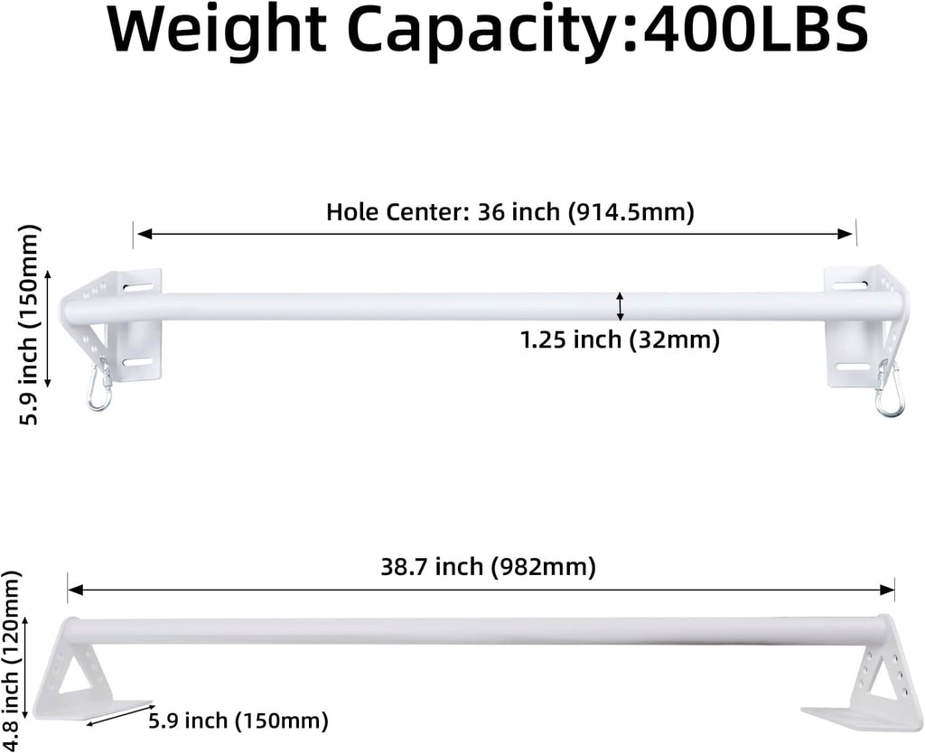 Wall Mounted Doorway Pull Up Bar, Heavy Duty Strength Training Pull-Up Bars for Doorframe, Support Beam or Joist