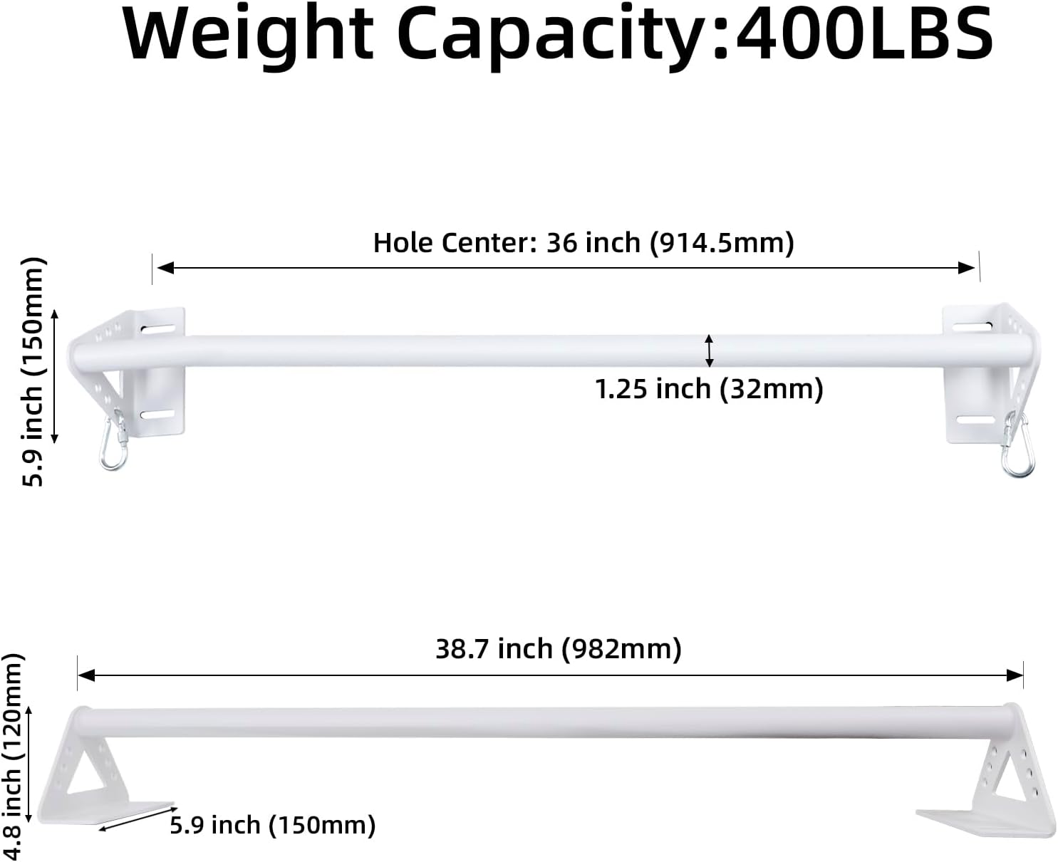 Wall Mounted Doorway Pull Up Bar, Heavy Duty Strength Training Pull-Up Bars for Doorframe, Support Beam or Joist