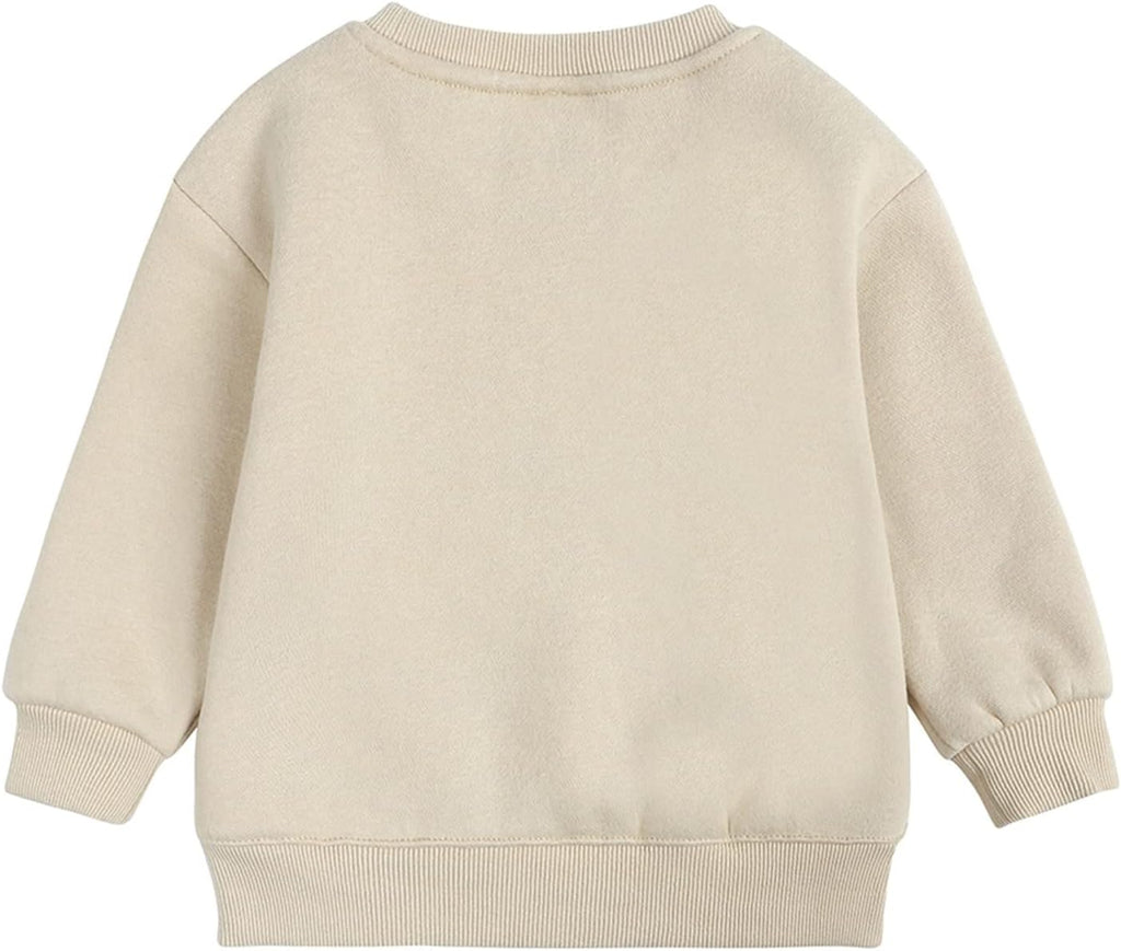 Baby Toddler Boys Fleece Sweatshirt Crewneck Long Sleeve Cotton Pullover Kids Solid Casual Sport Sweatshirts Sweater