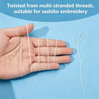 800m Sashiko Thread Polyester-Cotton Blend Embroidery Floss 6 Stranded White Hand Sewing Thread for Needlework