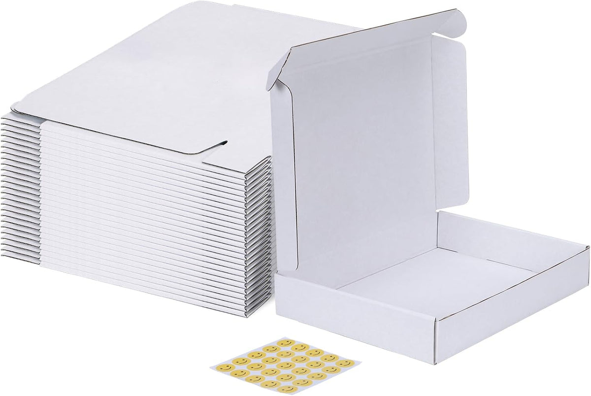 11x8x2 Inches Shipping Boxes Pack of 25, White Corrugated Cardboard Box for Mailing Packing Literature Mailer