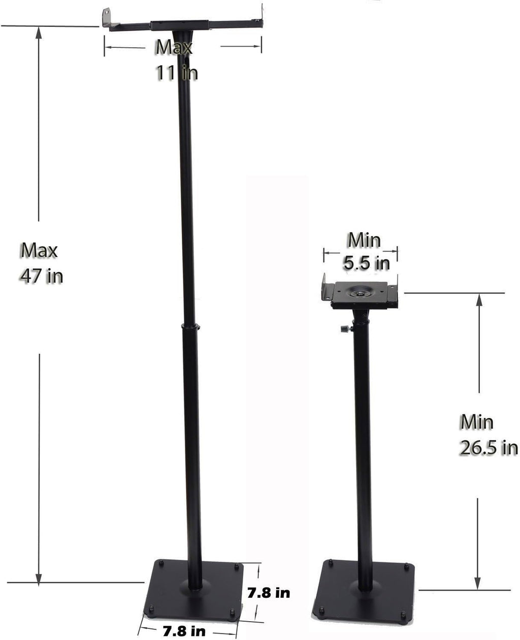 2 Heavy duty PA DJ Club Adjustable Height Satellite Speaker Stand Mount - Extends 26.5" to 47" (i.e. Bose, Harmon