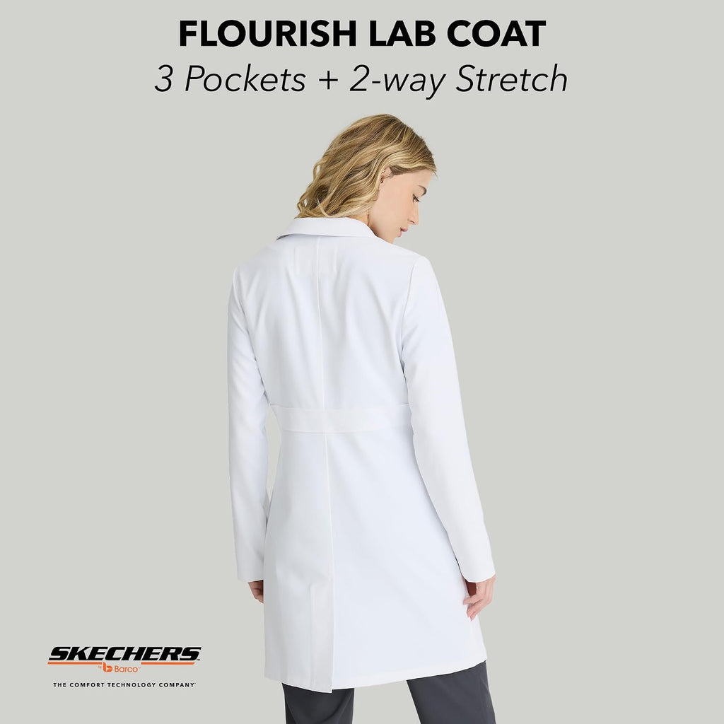 Skechers by BARCO Flourish Lab Coat for Women – 3-Pocket, 3-Button Medical Scrub Coat w/ 2-way Stretch & Soil Release