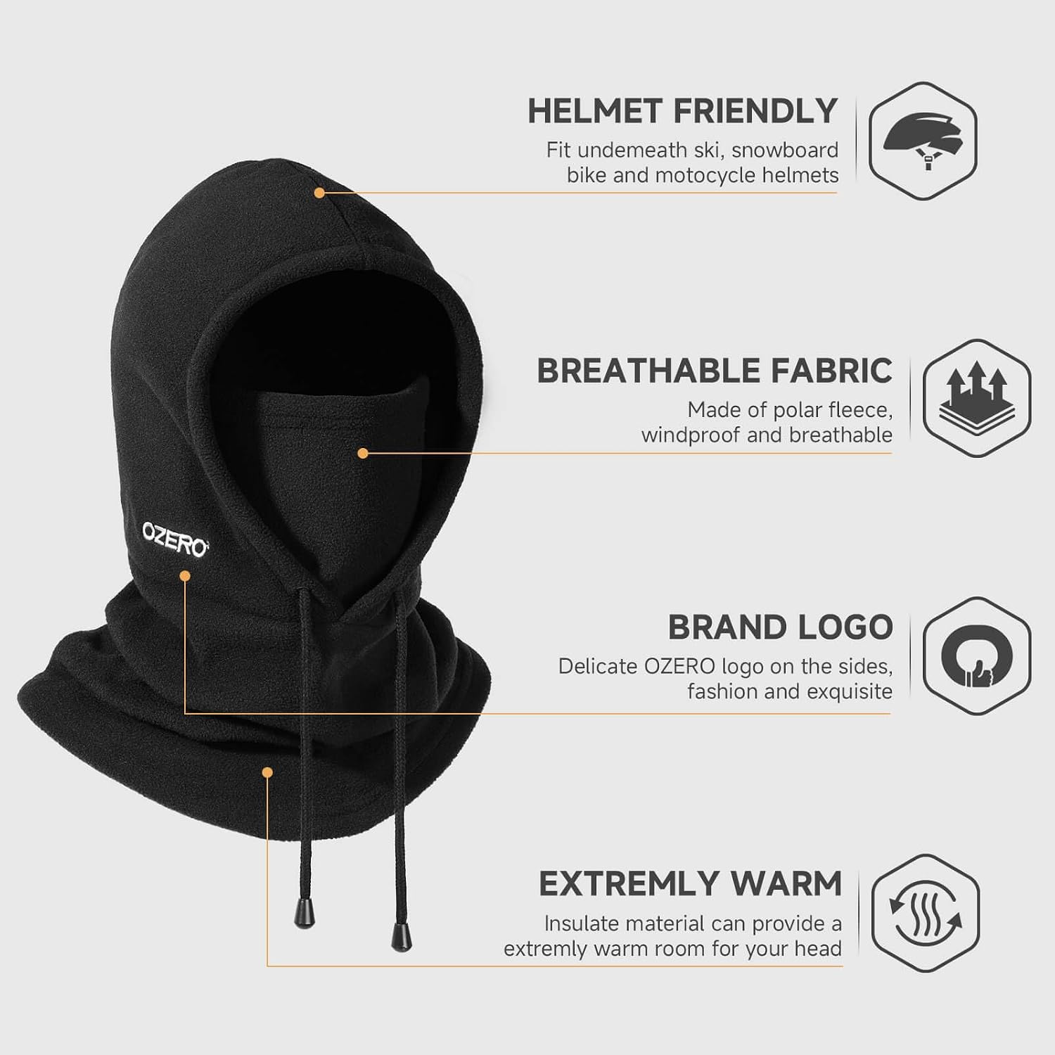 Face Balaclava Ski Mask: Windproof Thermal Convertible for Men Women | Fleece Warm Hooded Full Head Cover Neck Scarf
