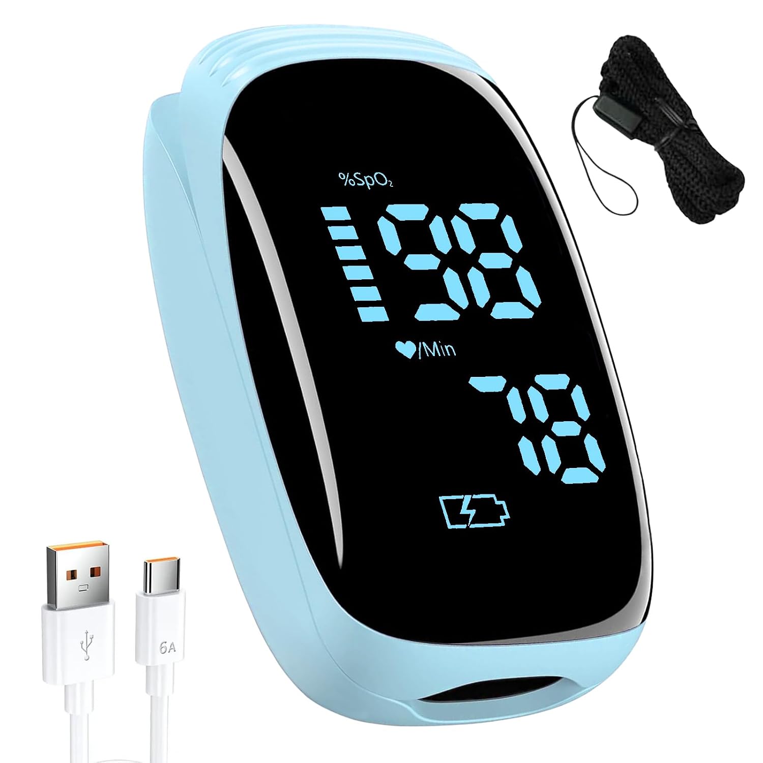 Fingertip Pulse Oximeter, Portable Rechargeable Oximeter Instant SpO2 & Accurate Heart Rate Reading for Adults